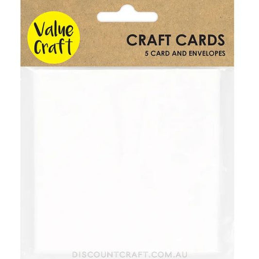 Square Cards with Envelopes 10cmx10cm - White 5pk