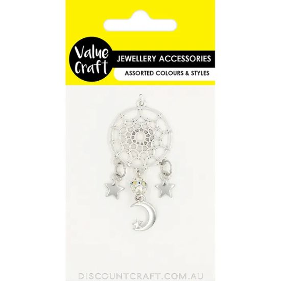 Dreamcatcher Moon Charm Silver 1pk