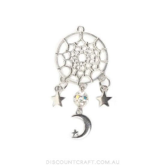 Dreamcatcher Moon Charm Silver 1pk