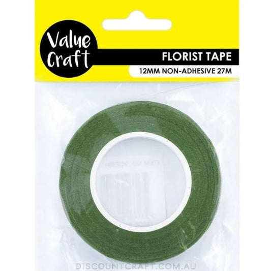 Floral Tape, W: 12 mm, Dark Green, 27 M, 1 Roll