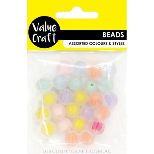 Frosted Pastel Beads - Round 25pk