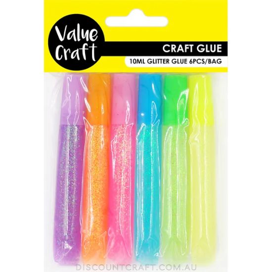Glitter Glue Set Fluro 10ml x 6pcs