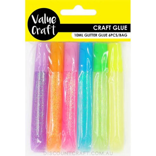 Glitter Glue Set Fluro 10ml x 6pcs