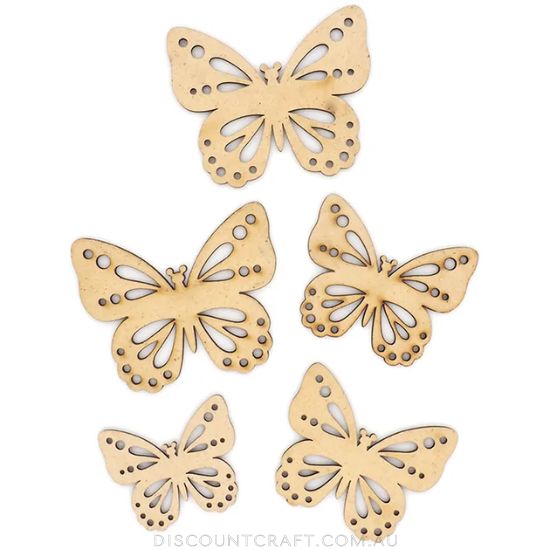 Wooden Butterflies Natural - Assorted Sizes 5pk