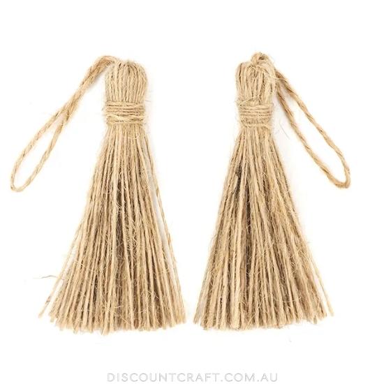 Natural Jute Tassels 70mm 2pk