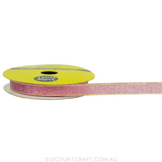 Nylon Taffeta Ribbon 10mm 5m - Metallic Pink