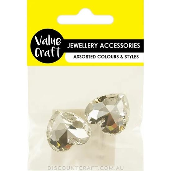 Pendant Glass Facet 3cm - Heart 2pk