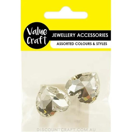 Pendant Glass Facet 3cm - Heart 2pk