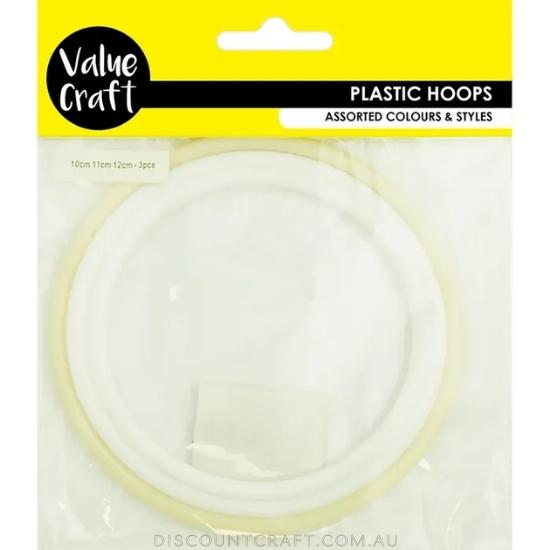 Plastic Hoops 10, 11 & 12cm - White 3pk