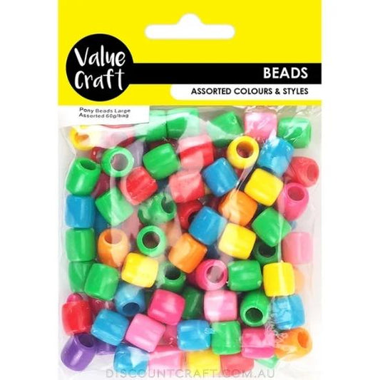 Pony Beads - Assorted Bright Colours 50g