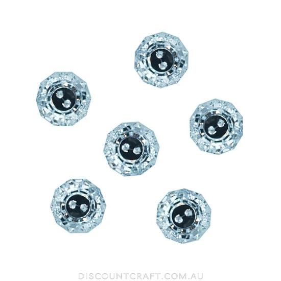 Buttons Rhinestones Clear Crystal 20pk