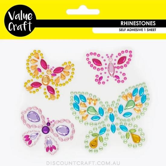 Rhinestone Decal - Butterfly 4pk