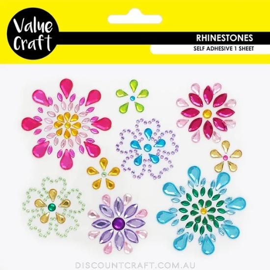 Rhinestone Decal - Flowers 9pk