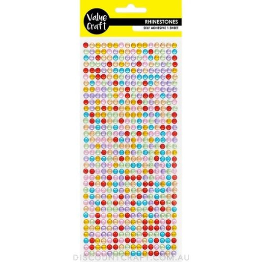 Rhinestone Sheet 5mm Round Multi Coloured