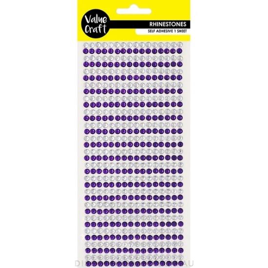 Rhinestone Sheet Self Adhesive 540pk - Purple & Silver