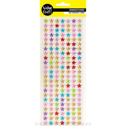 Rhinestone Sheet Stars - Multi Coloured 1 Sheet