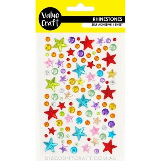 Rhinestone Sheet Stars - Multicolour 1 Sheet
