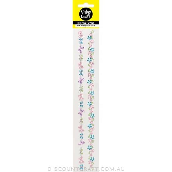 Rhinestone Strips - Butterfly & Flowers 2pk - Discount Craft