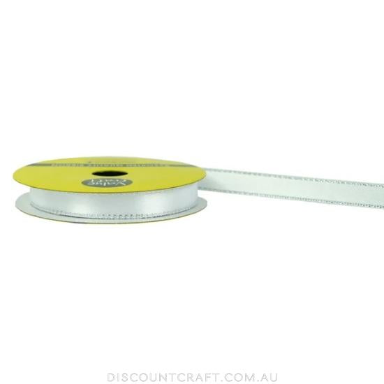 Satin Ribbon 10mm with Silver Edging 8m- White