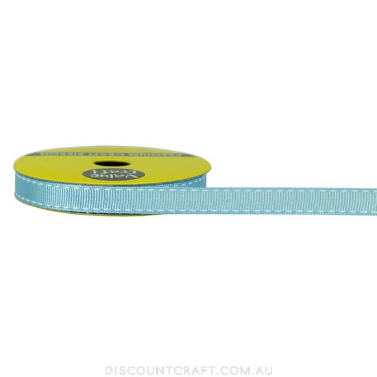 Stitched Grosgrain Ribbon 10mm 3m - Baby Blue