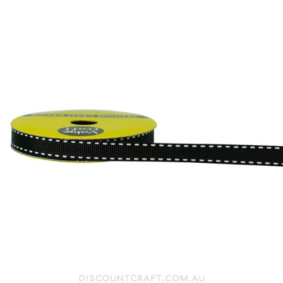 Stitched Grosgrain Ribbon 10mm 3m - Black