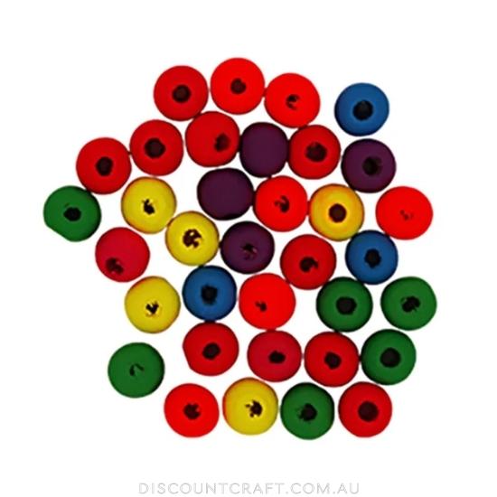 Wooden Fluoro Round Beads - Assorted Colours 15g + Thread