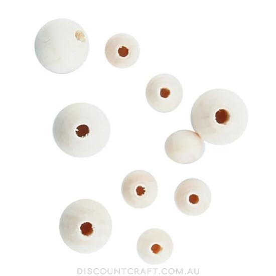 Beads Wooden Round 12mm & 8mm - Natural 55pk