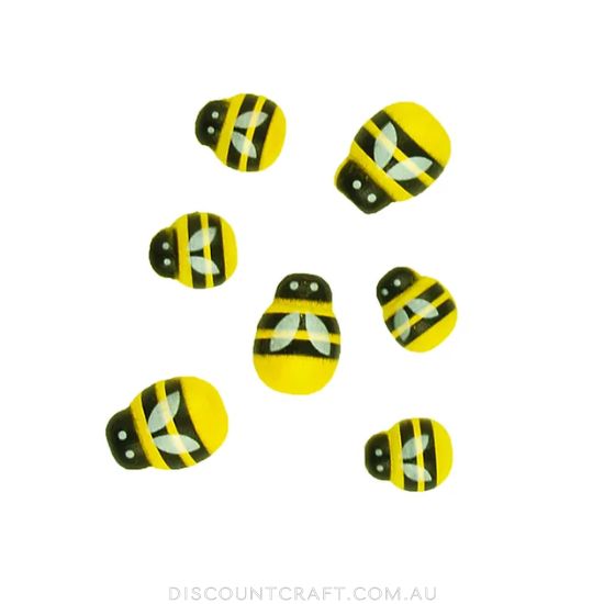 Wooden Bees 15-19mm - Yellow & Black 20pk