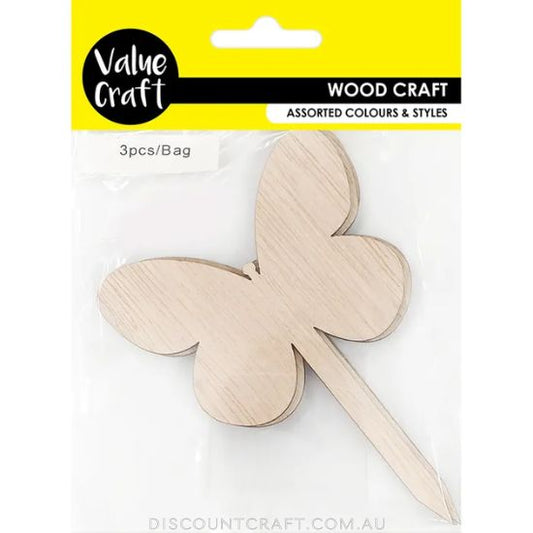Wooden Butterfly Stakes 3pk