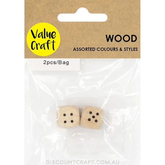 Wooden Dice 15mm 2pk