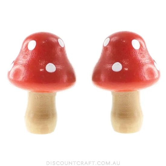 Wooden Mushroom 4cm - Red 3pk