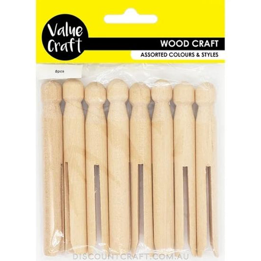 Wooden Pegs 11cm - Natural 8pk