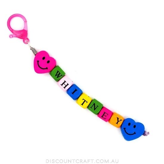 Wooden Fluoro Smiley Heart Beads 15g + Thread