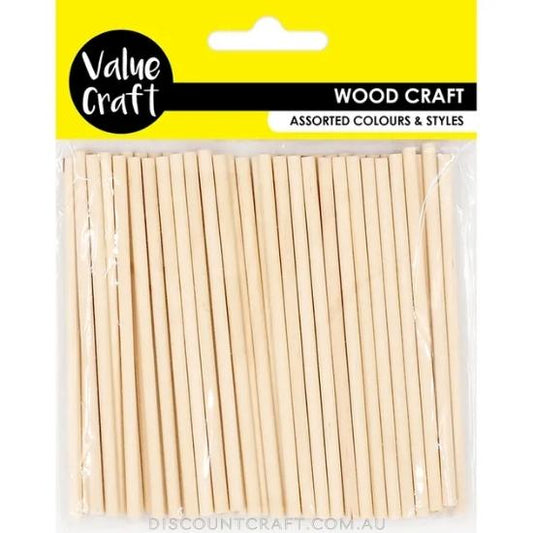 Wooden Sticks 10cm - Natural 50pk