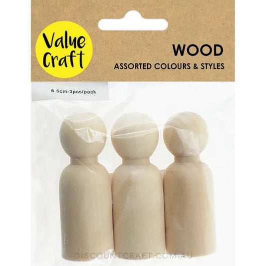 Wooden People 6.5cm Natural 3pk